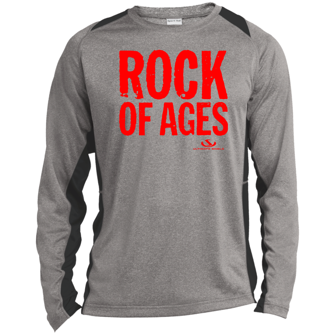 ROCK OF AGES Long Sleeve Heather Colorblock Performance Tee